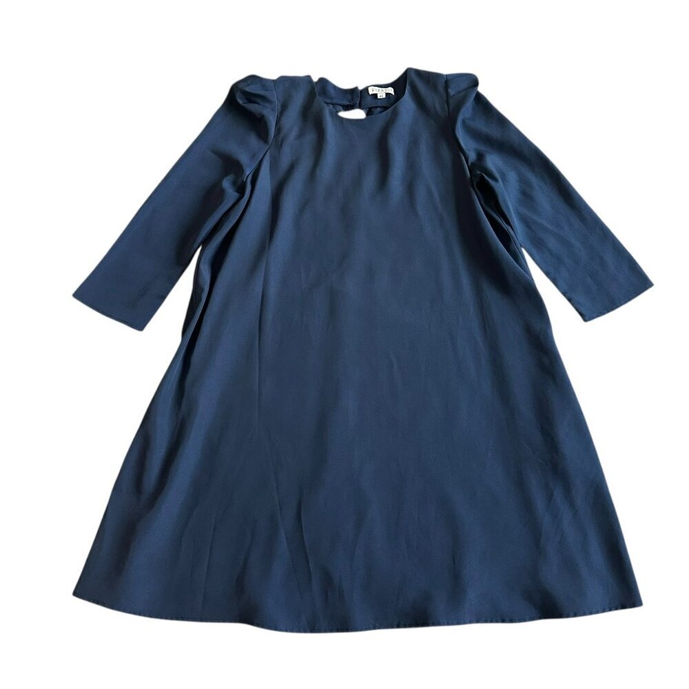Claudie Pierlot Navy Blue Shift Dress Rasta Bis Back Bow 3/4 Sleeve Size 40 8